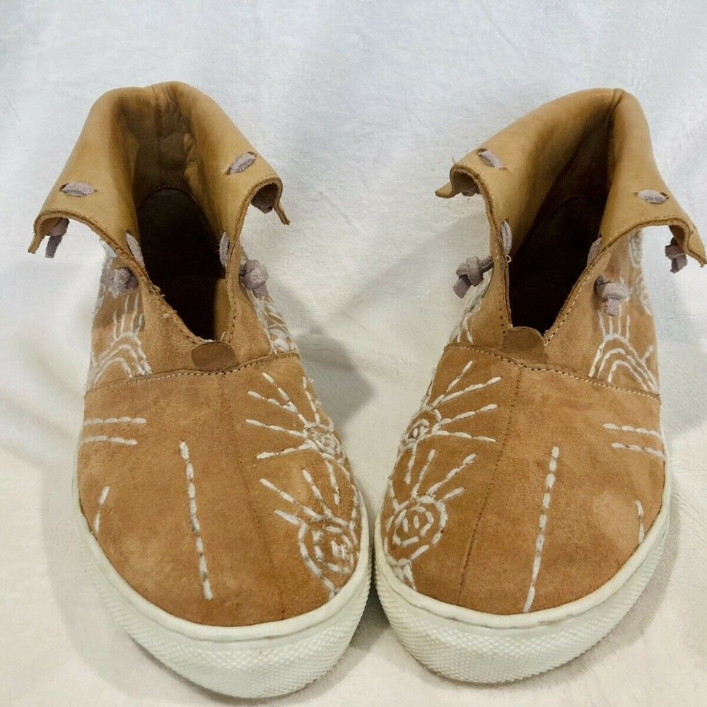 Free People Gansvoort Suede High Top Sneakers - Tan - Size 5.5